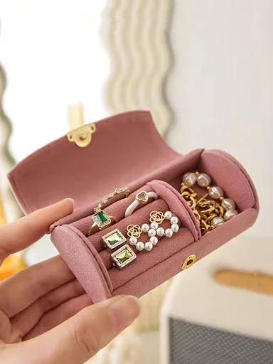 1pc Compact Elegant Jewelry Box For Earrings Rings Necklaces Travel Organizer Girlfriend Gifts Sun Travel Cool Purple Ideal Valentine s Day Gift