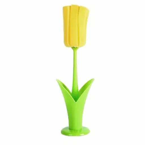 2PCS Sponge Cleaning Brush Long Handle Grip Cup Brush for Coffee Mugs Winebottle Baby Bottles Yellow
