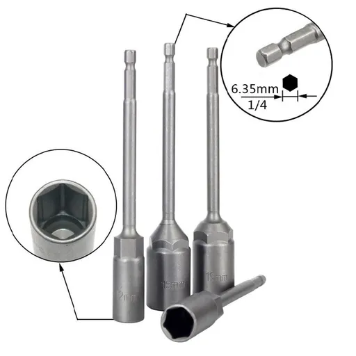 1Pc 150Mm Hexagon Nut Driver Drill Bit Adapter Socket Wrench Extension Sleeve 9Mm Smile Home 14Mm