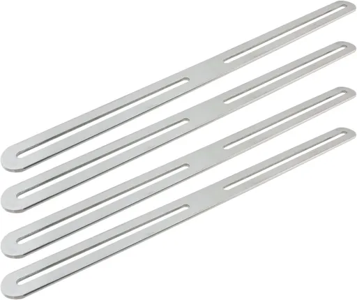 Adjustable Straight Brace Flat Mending Plates for Wood Stainless Steel Straight Bracket with Slot for Board, Bed Frame and Furniture, Silver, 14" x 0.95" -4pcs