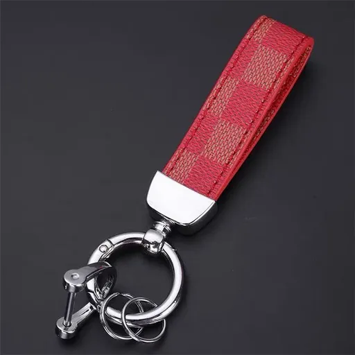 Car Keychain Metal Patterned Waist Hanging Red grid