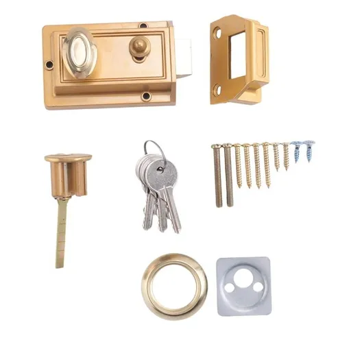 Zinc Cylinder Deadbolt Lock for Night Gate Door Entrance,Gold Finish