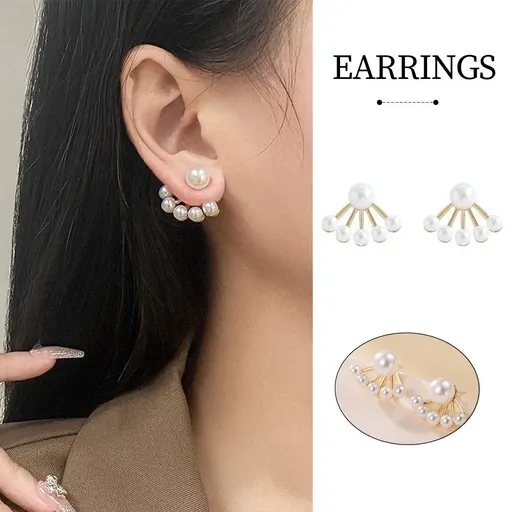 Premium Scalloped Pearl Stud Earrings Elegant Jewelry Women Fashion Accessories