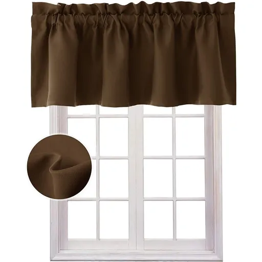 Valance Curtains Blackout Solid Rod Pocket Valances for Living Room and Bedroom, 45*145cm Brown, 1 Panel