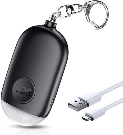 Rechargeable Personal Alarm Keychain, Self Defence Safety Alarm with LED Flashlight, Portable Emergency Security Siren for Women Kids Elderly