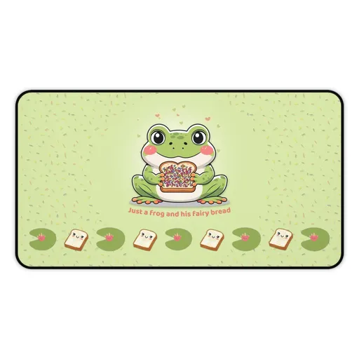 Story Nest Books Cute Frog Desk Mat Kawaii Gaming Mouse Pad Whimsical Office Home Decor Gift For Nature Lovers Pastel Work Or Study - 12" Ã— 22"