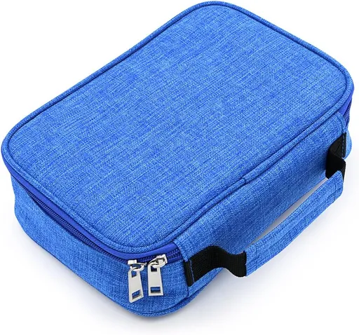 ® High Capacity Zipper Pens Pencil Case-Multi-Functional Stationery Pencil Pouch 72 Slots(Blue)