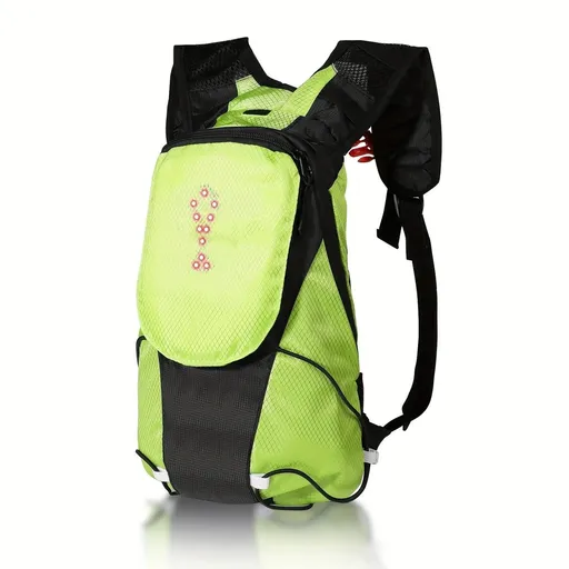 5L Backpack with USB Charging & Smart LED Turn Signals, Lightweight Nylon Commuter Cycling Bag, Safety Reflective Design.Kelly