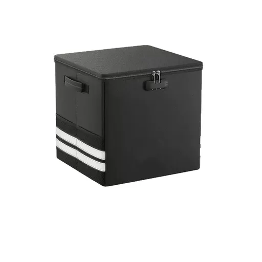 Record Storage Box with Lock,Fireproof＆Water Resistant Record Organizer Storage for 100+ Single Records(12-inch),Collapsible Storage Crate with Lid&Handles for Valuable Album Collection