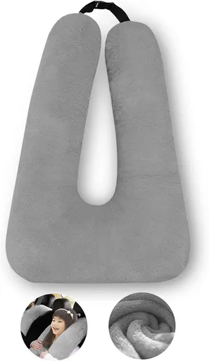 Car Pillow for Kids – Comfort Travel Pillow for Car – Soft Cotton Support Cushion for Children and Adults on Long Trips (Gray)