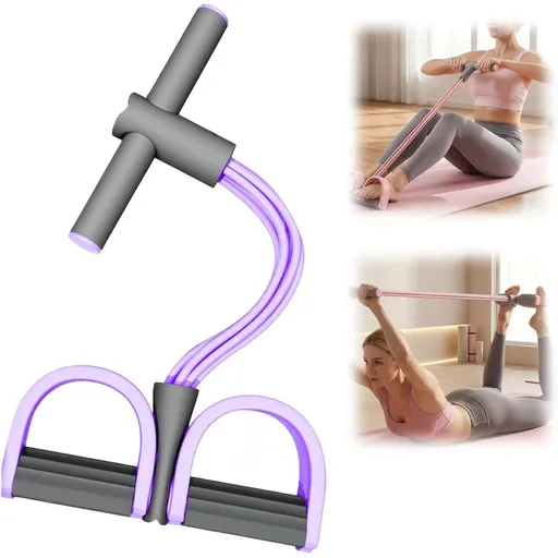 Pedal Resistance Band with Handles, 6 Tube Foot Pedal Resistance Bands, Multifunction Tension Rope Natural Rubber, Adjustable for Abdomen Waist Arm Leg