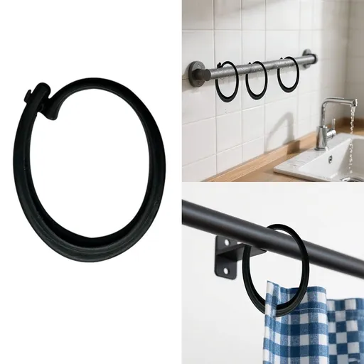 30PCS Hooks for Mosquito Netting Gazebo Curtains and Shower Rods, Smooth Gliding Rustproof Ring Hooks for Indoor Outdoor Multipurpose Use, Black Curtain Clips
