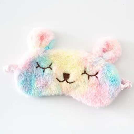 Cartoon Animal Cute Sleep Mask for Women Eye Shade Blindfold Rainbow Rabbit Eye Mask for Kids Sleeping Travel Night Silk