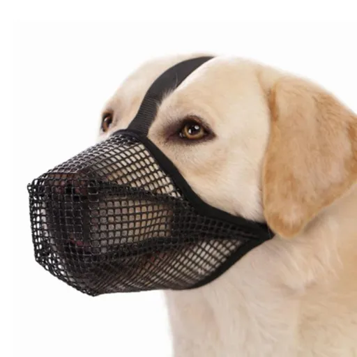 Dog Muzzle with Adjustable Straps, Breathable Soft Mesh Muzzle for Medium Large Dogs for Walking - Black XS