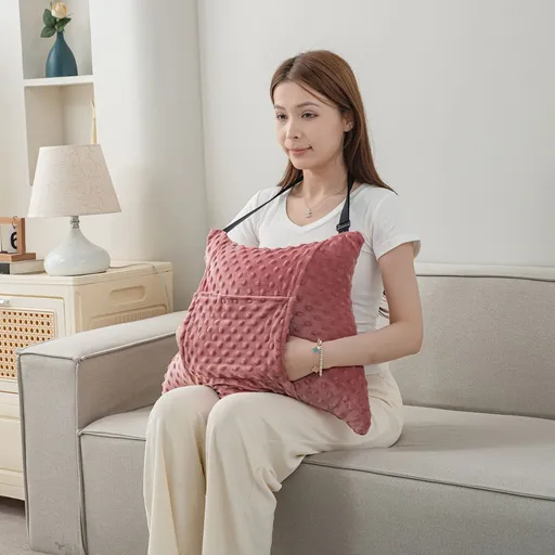 Hysterectomy Recovery Pillow with 2 Pocket for Abdominal Surgery, Hysterectomy Recovery Must Haves Essentials Abdominal Pillow Post Surgery Gifts for Women - Pink - Size 21.5in*18.5in*14.5in