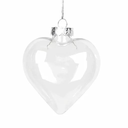 Glass Heart Ornaments Fillable Baubles 8cm Iridescent for Christmas Party Wedding DIY Craft Decorations