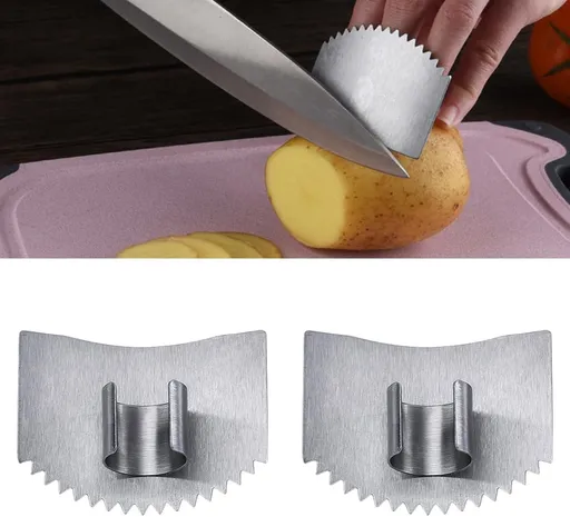 Stainless Steel Cutting Finger Guard, 2025 New Stainless Steel Finger Protector for Cutting, Upgrade Multipack Slicing Tool Finger Protector for Kitchen Protector Avoid Hurting (2)