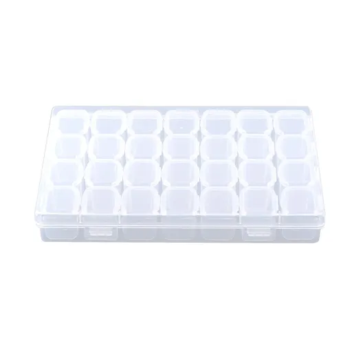 Clear Plastic 28 Slots Adjustable Tablet Medicine Pill Jewelry Storage Organizer Box Container