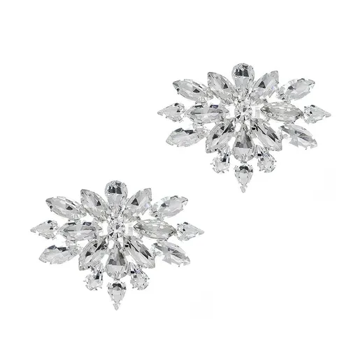 A Pair of Flower-shaped Rhinestones Crystal Shoe Clips Women Bride Wedding Party Jewelry Charms Buckle Shoe Decoration Accessories