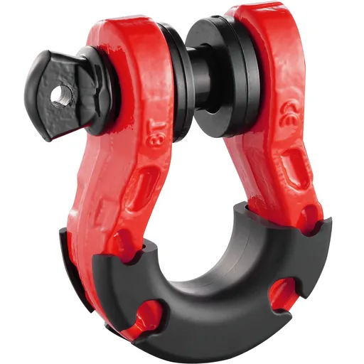 D-Ring Shackle, 2 Pack 19.05 mm Alloy Steel Shackles 30 Ton Break Strength with 22 mm Screw Pin, Isolators & Washers Kit, Heavy Duty Off Road Vehicle Recovery Shackle for Jeep and Truck, Red
