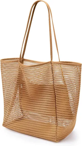 Oversized Beach Tote Bag, Semi Mesh Tote Bag Foldable MAX 35L Laundry Tote Bag For Beach Picnic Laundry Vacation