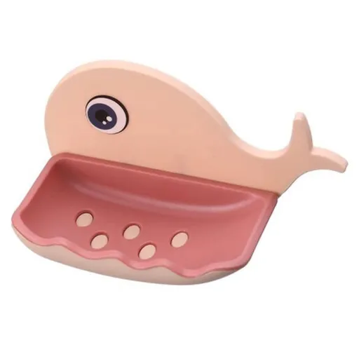 2 Pack Cute Soap Dish for Kids,Plastic Self Draining Soap Holder for Shower Wall,Cartoon Hanging Bathroom Soap ( Blue,Pink )