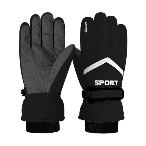 Winter men's and women's windproof and cold proof velvet warm gloves,Men's black