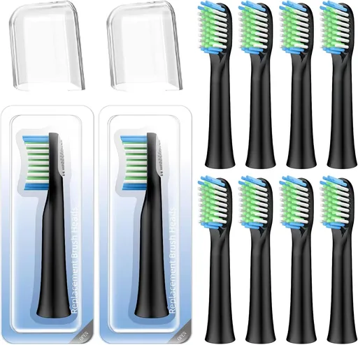 10 Pack Toothbrh Replacement Heads Compatible with Bitvae D2 Sonic Electric Toothbrh, 10 Count (Black, 10 Count(Pack of 1))