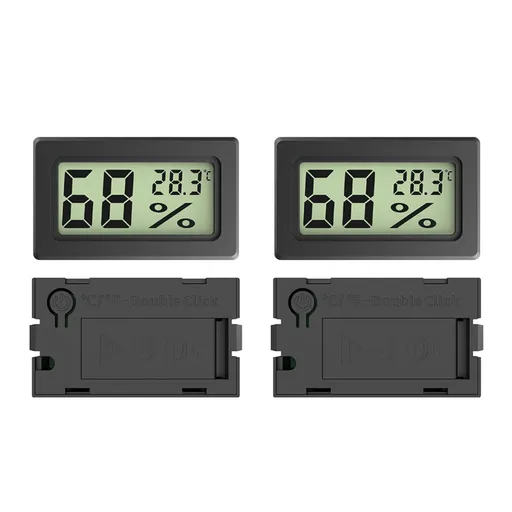 4 Pack Indoor Hygrometer Thermometer, Humidity Gauge Meter with ℃ to℉ and ON/Off Switch, Digital Temperature Monitor for Humidors Jars Cellar Reptile Incubator Closet