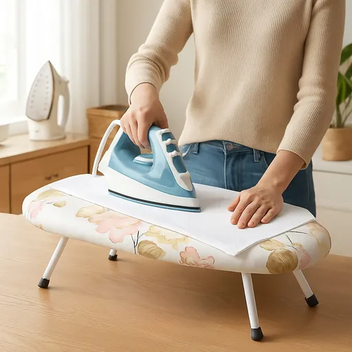 Desktop Ironing Board, Small Folding Tabletop Iron Board with Heat-Resistant Cover, Portable for Dorm, Travel & Small Spaces, Mini Ironing Mat E
