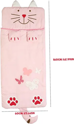 Kids' Sleeping Bag Cozy Cartoon Design Portable Soft Polyester Fabric for Ages 3-10