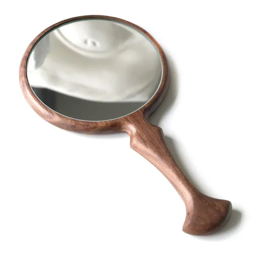 Hand Mirrors with Handle Vintage, Hand Held Mirror for Man & Women, 11” L x 5.5 ” W, Multi-Purpose for Salon Home Travel, Walnut