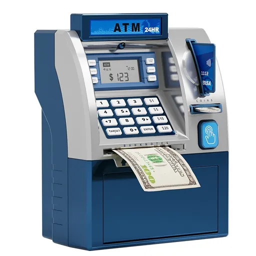 Kids ATM Savings Bank - Electronic Piggy Bank with Debit Card, PIN(Blue)