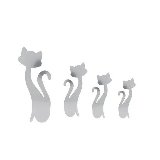Cat Shape Mirror Wall Stickers Home Living Room Bedroom DIY Wall Art DecorationsSilver