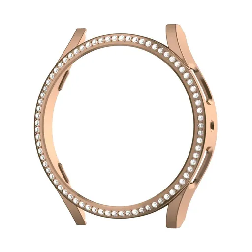 Diamond-Coated Rose Gold Case with PC Single Row Protection Compatible withSamsung Galaxy Watch 6 5 4 40mm