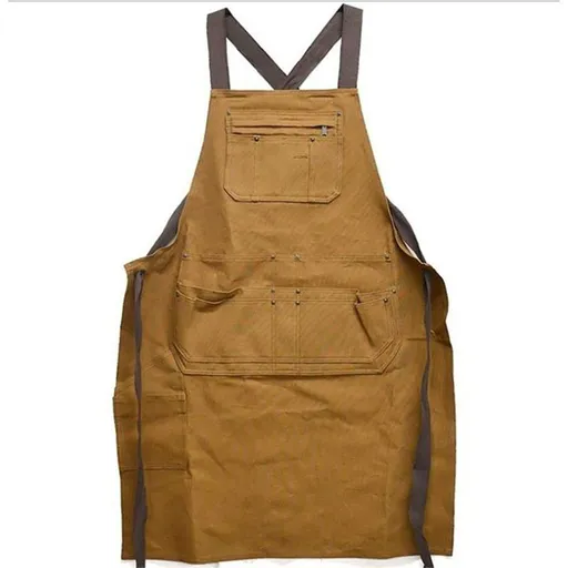 Waxed Canvas Apron - Full-Body Canvas Work Apron –– Utility DIY Accessory & Hand Tool Pockets(khaki)