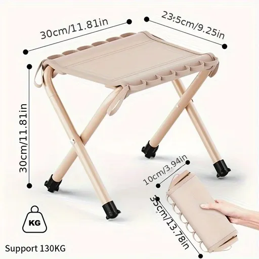 Folding Camping Stool with Hook 660g Lightweight Oxford Cloth Collapsible Seat for Fishing Picnic Hiking & Waiting(khaki)