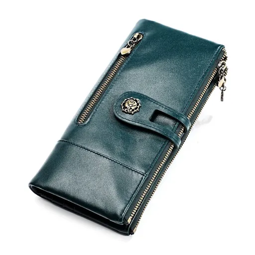 Women'S Wallet Anti-Theft Wallet Vintage Leather Wallet Korean-Style Wallet - Blue - Size m
