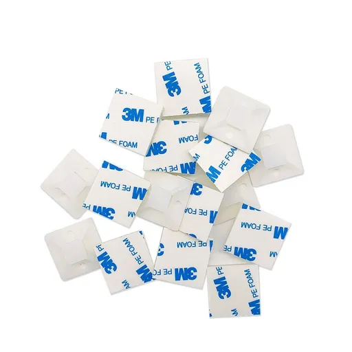 100pc Back-Glue Self Adhesive White Strong Cable Zip Tie Mounts with Ties, Screws, Outdoor Sticky Wire Fasteners Cable