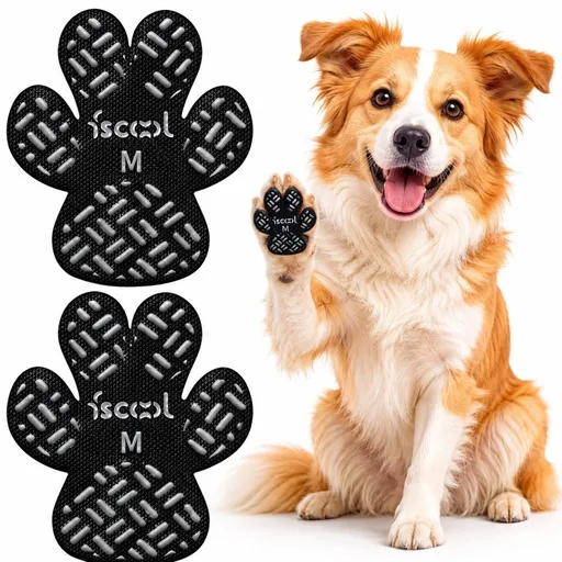 2 Sets 8 Pcs Dog Paw Pads Anti-Slip Traction Grips for Senior Dogs Puppies, Self-Adhesive Paw Protectors for Hardwood Floors Tiles, Breathable Pet Paw Stickers for Injured Dogs - Black - Size M