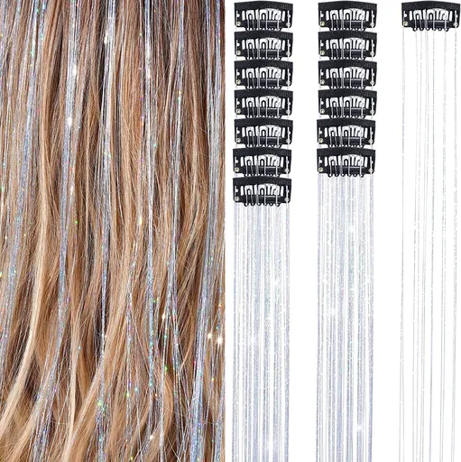Hair Tinsel Pack of 5 Pcs Clip in Hair Tinsel Colorful Glitter Tinsel Hair Extensions Tinsel Fairy Hair Party Dazzle Accessories
