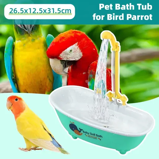 Bird Bath Tub Basin Plastic Hanging Birdcage Shower Bowl Indoor Outdoor Accessory