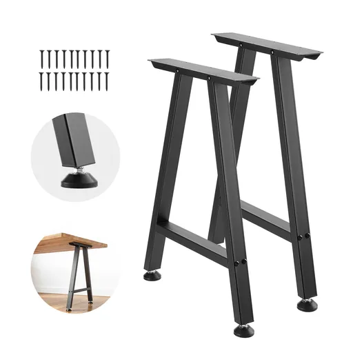 Table Legs, 740 x 550 mm (H x W) Trapezoid Steel Furniture Legs, Modular Design, Easy Assembly, 1000 kg Max Load Heavy Duty, for Home Office Desk, Coffee Dinner Bar Tables,Set of 2, Black