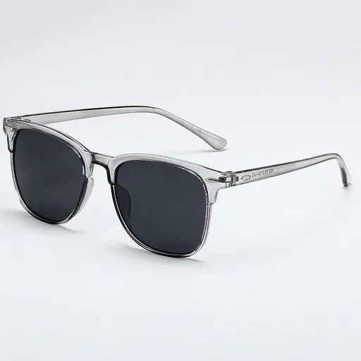 Trendy Full Frame Retro Round Sunglasses, Slimming Stylish Sun Shades for All Occasions, Transparent Grey Frame with Grey Lenses, Christmas & Halloween Fashion Gift