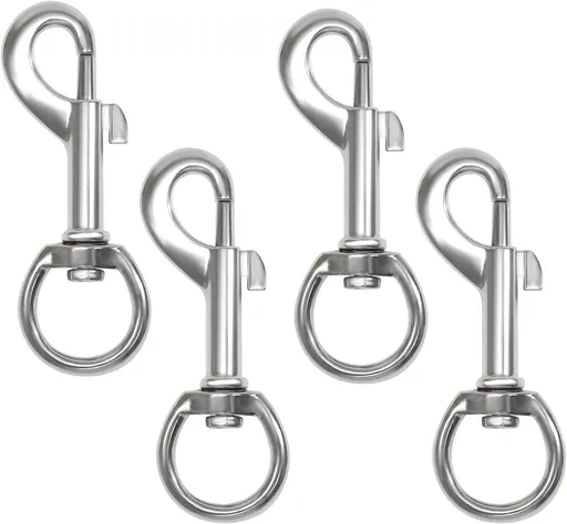 Flag Clips Flagpole Rope Hooks 4 Pcs Swivel Eye Bolt Snap Hooks, Stainless Steel Halyard Rope Clips for Dog Leash, Marine Boat & Diving