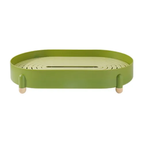 Tea Tray Simple Double Layer Pure Color Uniform Draining Holes Detachable Design Plastic Tea Tray Serving Green