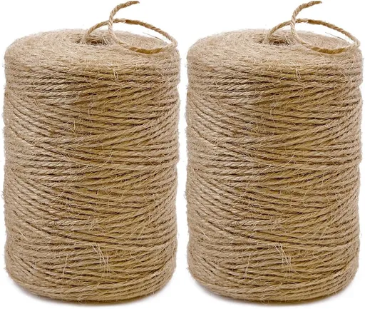 2Pack 2mm Natural Jute Twine String 1600 Feet Long for Crafting Gardening Gift Wrapping Macrame DIY Home Decor (Brown-800Feet/Roll) ( * 800 ) / Pc 2 Pcs