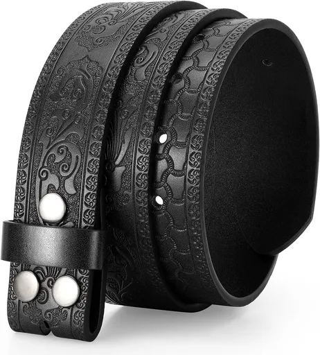 Western Leather Belt for Men without Buckle Cowboy Cowgirl Leather Belt Strap for Jeans