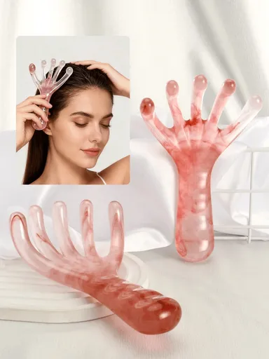 2PC Imitation Finger Scalp Massage Comb ABS Resin Material Round Five Claw Head Design Head Massage Therapy Meridian Comb Muscle Relaxation Relief Massager Perfect Gift