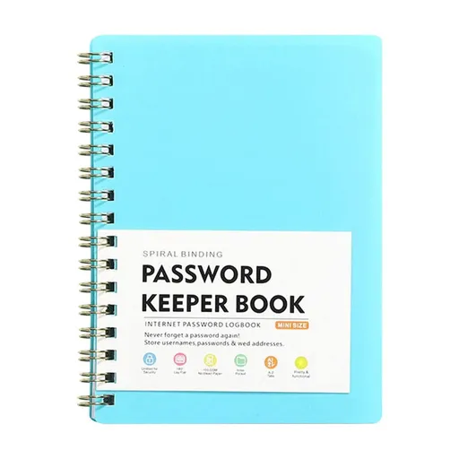 Password Book Password Book with Personal Alphabet Label Internet Address and Password Headquarters Password Log, A Spiral Code Book Grey Spiral code book BU1